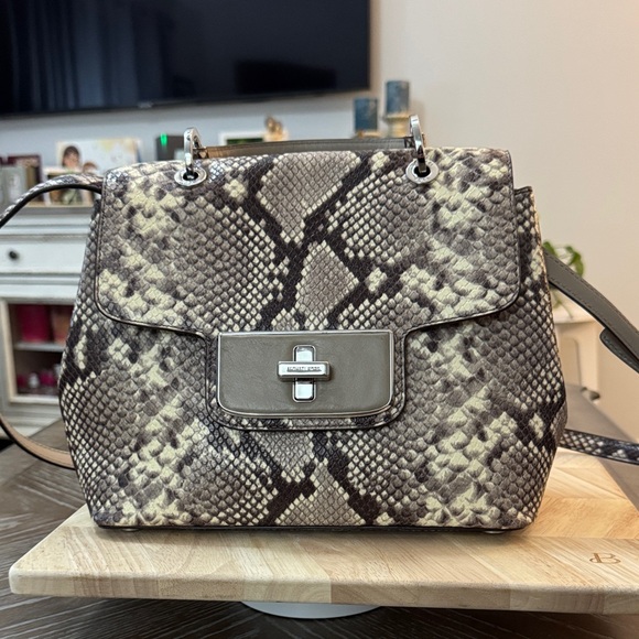Michael Kors Brown and Cream Snake Print Satchel - Picture 1 of 12
